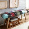 Sitzbank FineBuy Bettbank Samt 117 cm Patchwork Flurbank Polsterbank Bank Modern