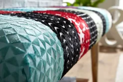 Sitzbank FineBuy Bettbank Samt 117 cm Patchwork Flurbank Polsterbank Bank Modern