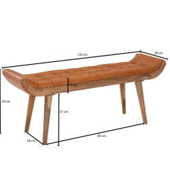Sitzbank FineBuy Flurbank Chesterfield Echtleder Polsterbank 125x50x38 cm Bank