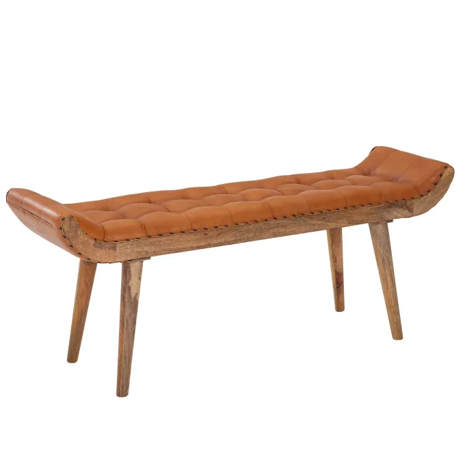 Sitzbank FineBuy Flurbank Chesterfield Echtleder Polsterbank 125x50x38 cm Bank