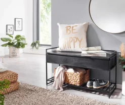Sitzbank FineBuy Flurbank mit Stauraum 90x52x38 cm Massivholz Bank Flur Truhe