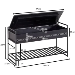 Sitzbank FineBuy Flurbank mit Stauraum 90x52x38 cm Massivholz Bank Flur Truhe