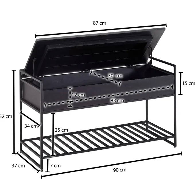 Sitzbank FineBuy Flurbank mit Stauraum 90x52x38 cm Massivholz Bank Flur Truhe
