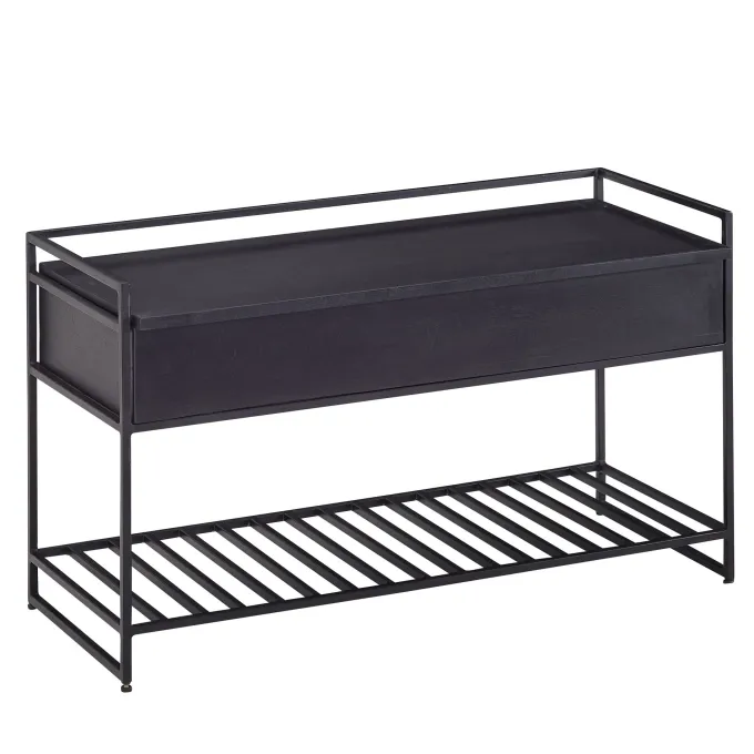 Sitzbank FineBuy Flurbank mit Stauraum 90x52x38 cm Massivholz Bank Flur Truhe