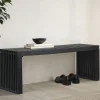 Sitzbank FineBuy Garderobenbank Akazie Massivholz 120 cm Schwarz Flurbank Klein