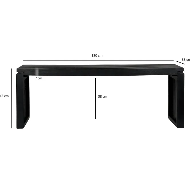 Sitzbank FineBuy Garderobenbank Akazie Massivholz 120 cm Schwarz Flurbank Klein