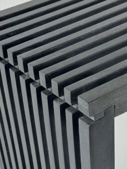 Sitzbank FineBuy Garderobenbank Akazie Massivholz 120 cm Schwarz Flurbank Klein