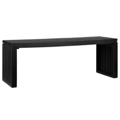 Sitzbank FineBuy Garderobenbank Akazie Massivholz 120 cm Schwarz Flurbank Klein