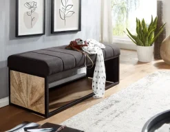 Sitzbank FineBuy Polsterbank Schwarz 105 cm Bettbank Schlafzimmer Flurbank Stoff