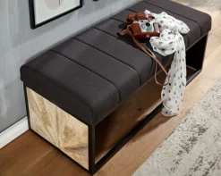 Sitzbank FineBuy Polsterbank Schwarz 105 cm Bettbank Schlafzimmer Flurbank Stoff