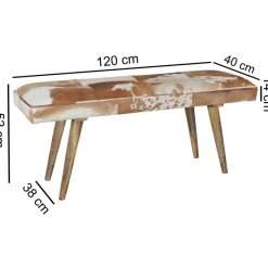 Sitzbank gepolstert 120cm Ziegenfell Garderobenbank Design Flurbank Bettbank