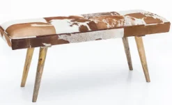 Sitzbank gepolstert 120cm Ziegenfell Garderobenbank Design Flurbank Bettbank