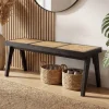 Sitzbank Rattan Massivholz 120cm Bettbank Holzbank Flurbank Design Bank Handmade