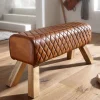 Sitzbank Turnbock Braun Echtleder Lederhocker Sprinbock Hocker Garderobenbank