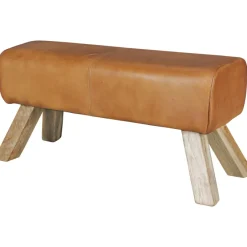 Sitzbank Turnbock Cognac Echtleder Lederhocker Sprinbock Hocker Garderobenbank