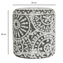 Sitzhocker FineBuy Aufbewahrungshocker Wolle rund 40 cm Stauraum Boho Design