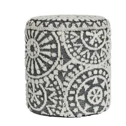 Sitzhocker FineBuy Aufbewahrungshocker Wolle rund 40 cm Stauraum Boho Design