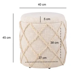 Sitzhocker FineBuy Hocker mit Stauraum rund 40 cm Baumwolle Boho Polsterhocker