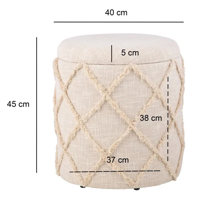 Sitzhocker FineBuy Hocker mit Stauraum rund 40 cm Baumwolle Boho Polsterhocker