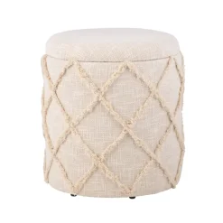 Sitzhocker FineBuy Hocker mit Stauraum rund 40 cm Baumwolle Boho Polsterhocker