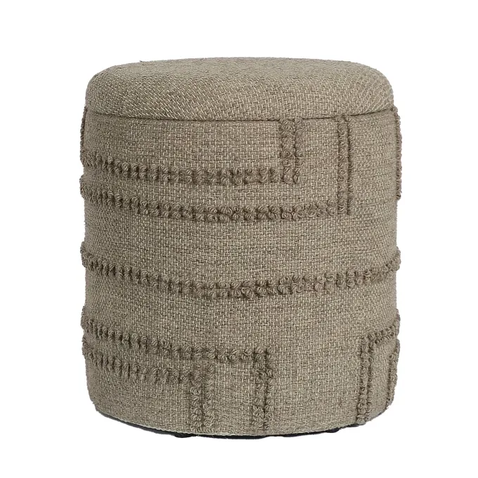 Sitzhocker FineBuy Hocker Wolle rund 40 cm mit Stauraum abnehmbarer Deckel Boho