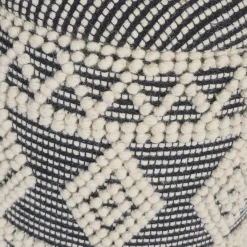 Sitzhocker FineBuy Polsterhocker Wolle Rund Grau 40 cm Boho Hocker mit Stauraum