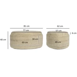 Sitzhocker FineBuy Polsterhocker Wolle mit Stauraum oval 81 cm Braun modern