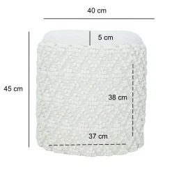 Sitzhocker FineBuy Runder Hocker mit Stauraum Wolle Ø 40 cm Weiß Beistellhocker