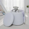 Sitzhocker FineBuy Stoffhocker mit Stauraum 40 cm Weiß rund abnehmbarer Deckel