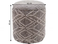 Sitzhocker mit Stauraum Stoff 40cm Grau Stoffhocker Rund Polsterhocker Hocker