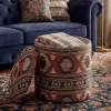 Sitzhocker mit Stauraum Stoff 40cm Bunt Stoffhocker Rund Polsterhocker Hocker