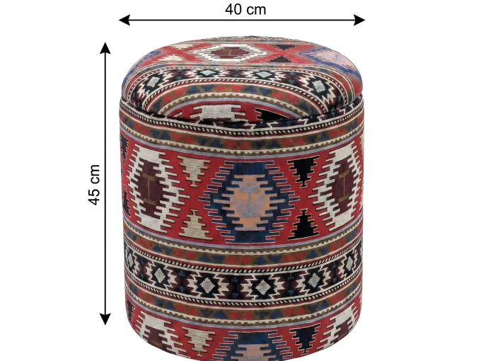 Sitzhocker mit Stauraum Stoff 40cm Bunt Stoffhocker Rund Polsterhocker Hocker