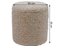 Sitzhocker mit Stauraum Wolle 40cm Beige Stoffhocker Rund Polsterhocker Stoff