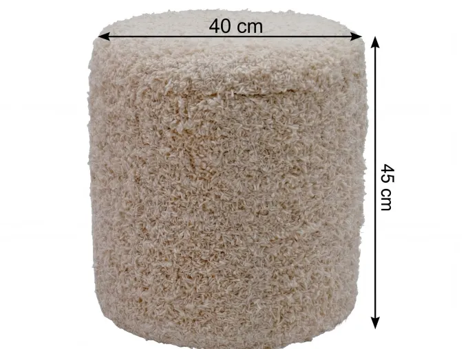 Sitzhocker mit Stauraum Wolle 40cm Beige Stoffhocker Rund Polsterhocker Stoff