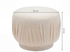 Sitzhocker Stoff 50cm Creme Stoffhocker Rund Polsterhocker Beistellhocker Klein