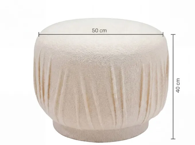 Sitzhocker Stoff 50cm Creme Stoffhocker Rund Polsterhocker Beistellhocker Klein
