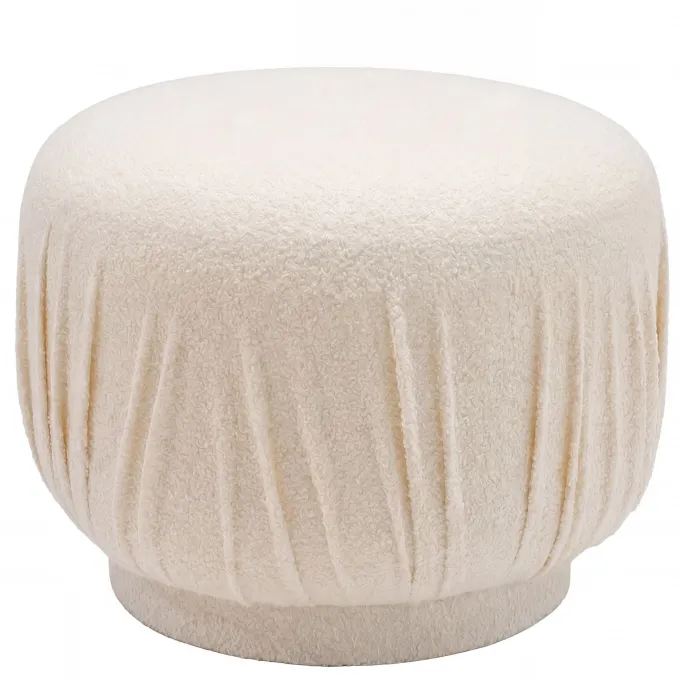Sitzhocker Stoff 50cm Creme Stoffhocker Rund Polsterhocker Beistellhocker Klein