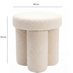 Sitzhocker Teddy Stoff 40cm Creme Stoffhocker Rund Polsterhocker Beistellhocker