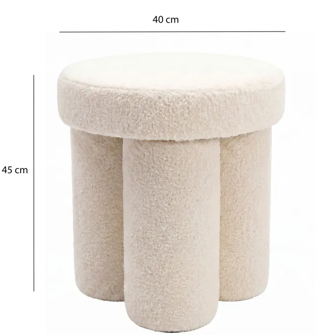 Sitzhocker Teddy Stoff 40cm Creme Stoffhocker Rund Polsterhocker Beistellhocker