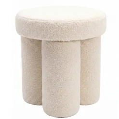 Sitzhocker Teddy Stoff 40cm Creme Stoffhocker Rund Polsterhocker Beistellhocker