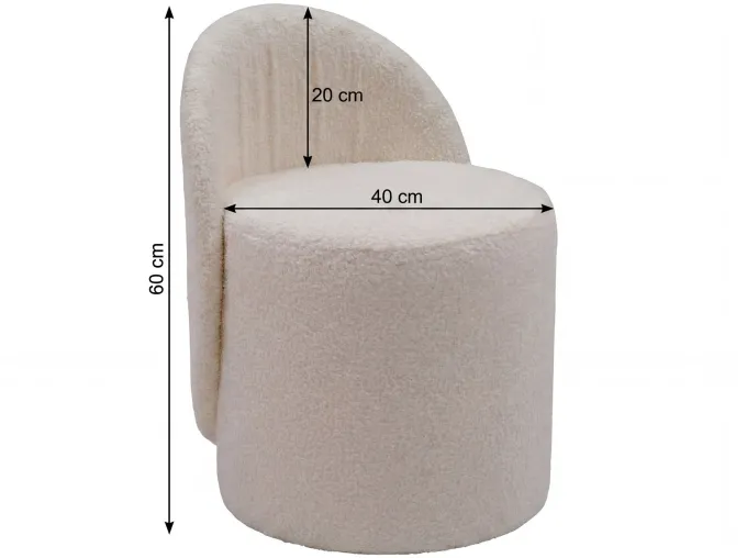 Sitzhocker Teddy Stoff 40cm Creme Stoffhocker Rund Polsterhocker Rückenlehne