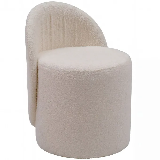 Sitzhocker Teddy Stoff 40cm Creme Stoffhocker Rund Polsterhocker Rückenlehne