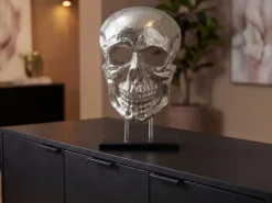 Standdeko Totenkopf 57 cm Aluminium Groß Schädel Deko Dekoration Skull Gestell