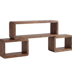 Standregal 3er Set Sheesham Holz Massiv Cube Dekoregal Holzregal Echtholz Regal
