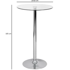 Stehtisch FineBuy Bartisch Bistrotisch Imbisstisch Metall Chrom Glas Rund 60 cm