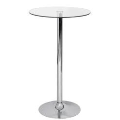 Stehtisch FineBuy Bartisch Bistrotisch Imbisstisch Metall Chrom Glas Rund 60 cm
