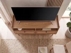 TV-Board 120cm Kommode Ablage & 2 Schubladen Wiener Geflecht Ratten Fernsehschrank Lowboard