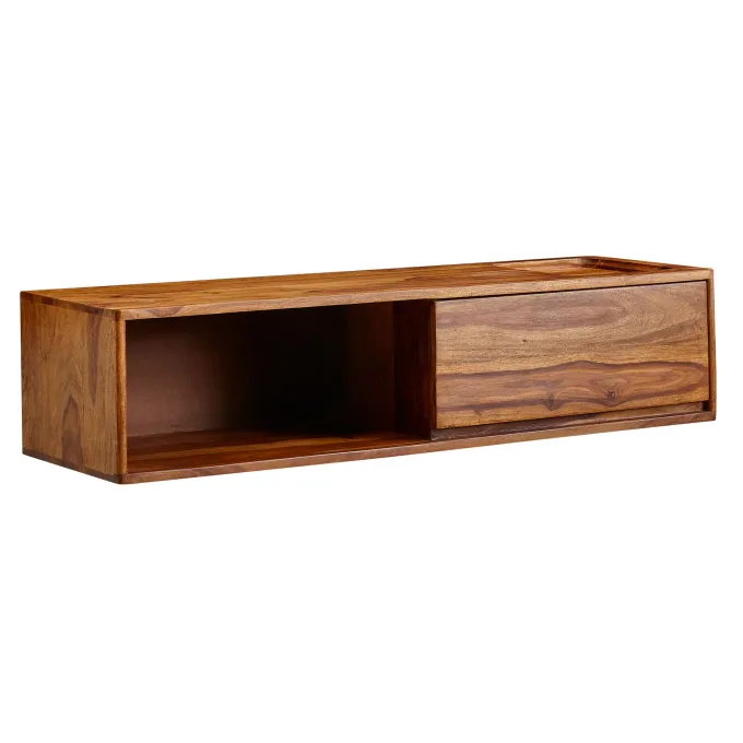 TV-Board Kommode 110cm hängend Sheesham Massivholz TV Lowboard mit 1 Schublade