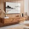 TV-Board Kommode 160cm hängend Sheesham Massivholz TV Lowboard mit 3 Schubladen