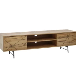 TV-Board Kommode 160cm MDF Eiche Dekor Design Lowboard mit 2 Türen & Ablage Fernsehschrank